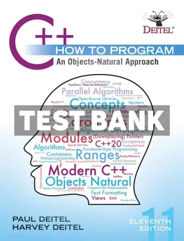 C++ How to Program - An Objects-Natural Approach 11th Edition Deitel Test Bank